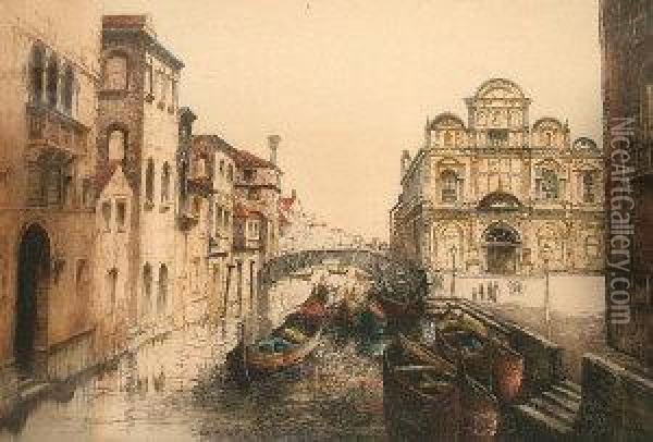 Venetian Canal Oil Painting - A. Dupont