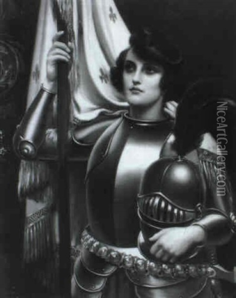 Joan Of Arc Oil Painting - Harold H. Piffard