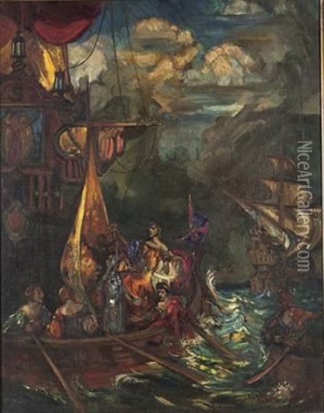 Preparing For The Voyage Oil Painting - John Henry Amshewitz