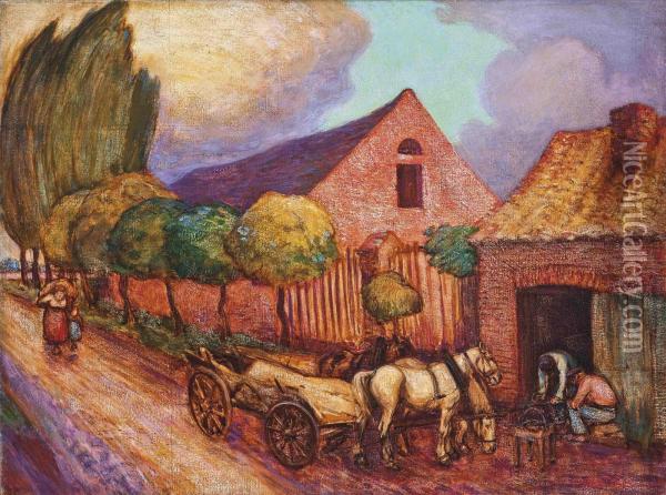 The Smithy At Szeliwy Oil Painting - Robert Polhill Bevan