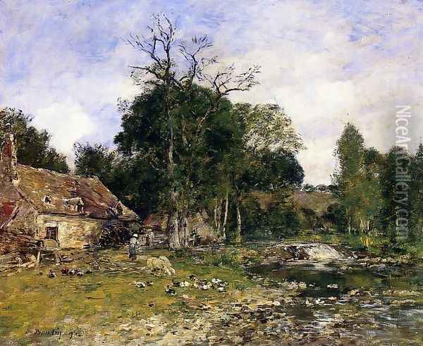 The Old Mill at Saint-Ceneri Oil Painting - Eugene Boudin