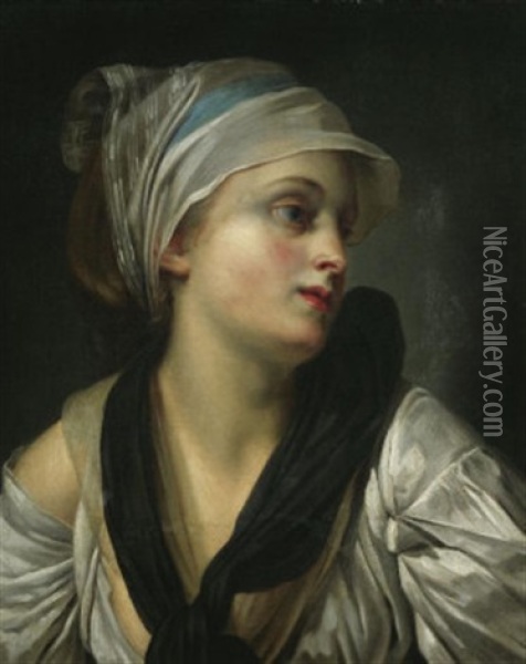 Brustportrat Einer Jungen Dame Oil Painting - Jean Baptiste Greuze