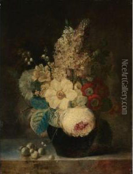 Flower Still Life Oil Painting - Jean Louis, Le Jeune Prevost