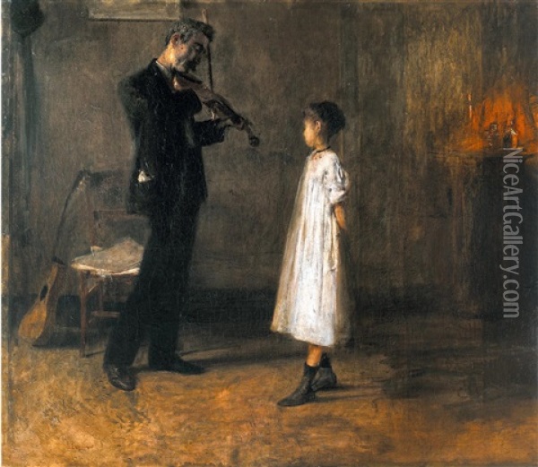 Lezioni Di Violino Oil Painting - Gaetano Esposito