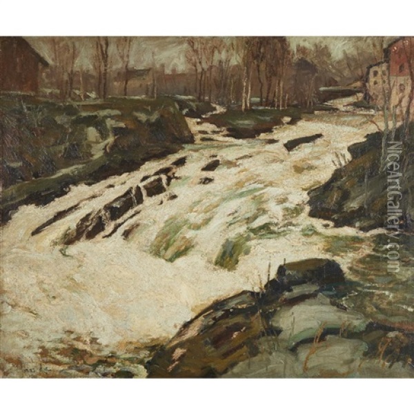 Rapids Oil Painting - Jonas Lie
