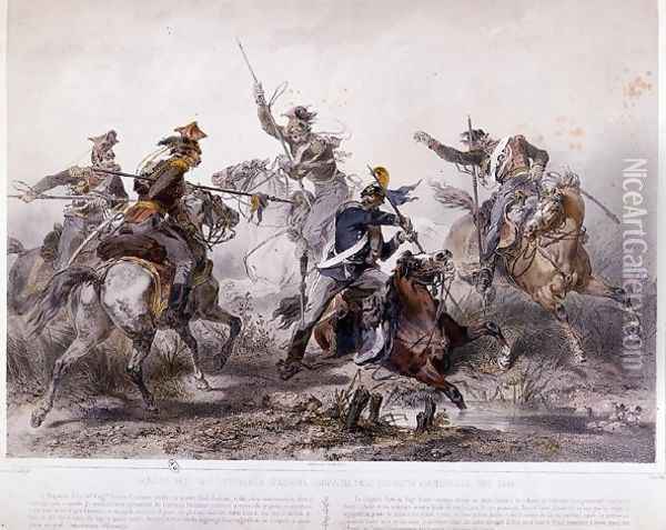 Heroic incident during the Piedmontese campaign of the Italian war of Independence in 1848 Oil Painting - Stanislas Grimaldi del Poggetto