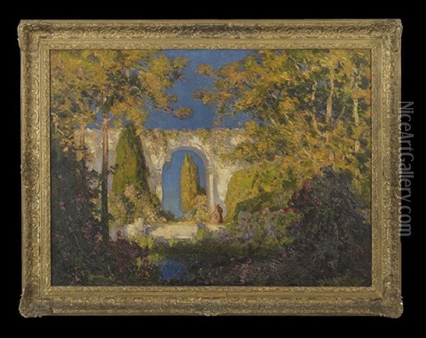 Palace Gardens With Figures Oil Painting - Thomas Edwin Mostyn