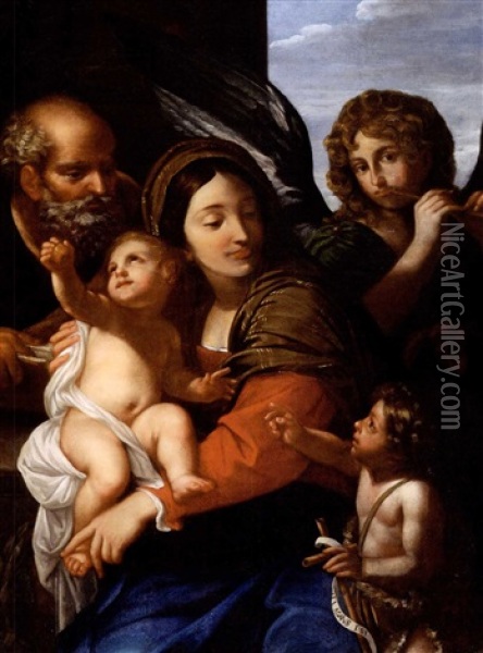 Die Heilige Familie Mit Engel Oil Painting - Annibale Carracci
