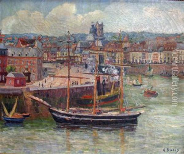 Boats At A Harbor Oil Painting - A. Bonin