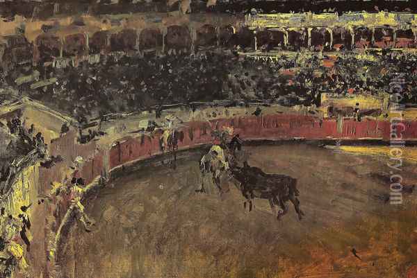 Bullfight Oil Painting - Mariano Jose Maria Bernardo Fortuny y Carbo