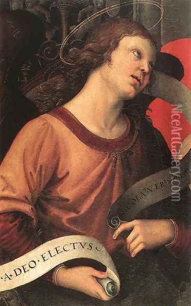 Angel (fragment of the Baronci Altarpiece) Oil Painting - Raffaelo Sanzio