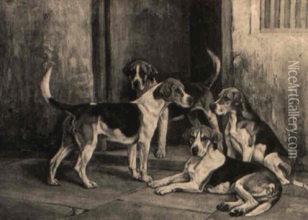 The Rufford Hounds Oil Painting - Wright Barker