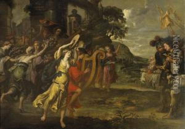 L'arrivee Triomphale De David A Jerusalem. Oil Painting - Pauwel Casteels