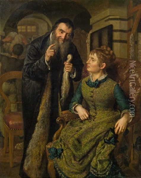 Der Hanfhandel Oil Painting - Johann Baptist Reiter