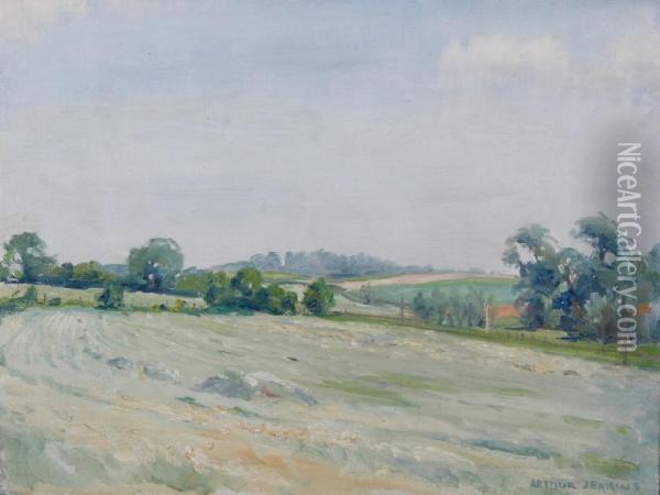 'just A Hayfield Oil Painting - Arthur Henry Jenkins