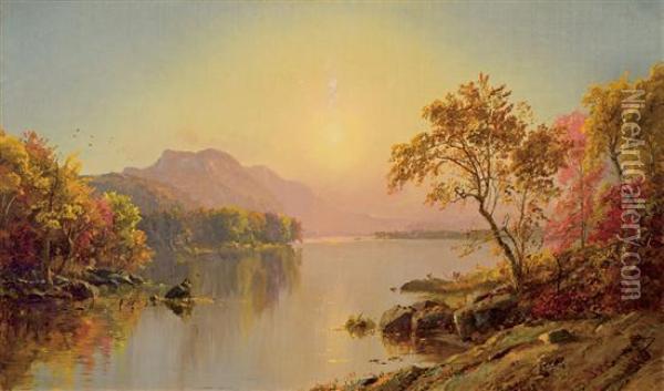 Greenwood Lake Oil Painting - Jasper Francis Cropsey