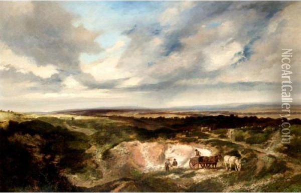 Chalk Pits, Sussex Oil Painting - Edmund John Niemann, Snr.