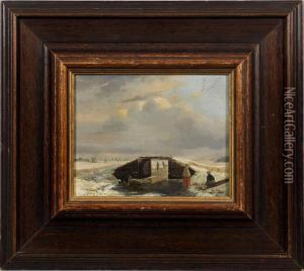 Winterfreudenam Kanal Oil Painting - Henricus Leonardus Van Den Houten