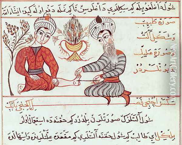 Ms Sup Turc 693 fol.125 Treatment of Boils and Warts, 1466 Oil Painting - Charaf-ed-Din