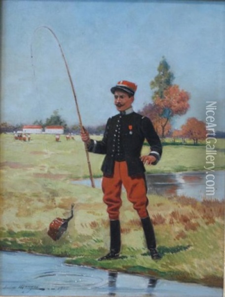 Le Militaire A La Casserolle Oil Painting - Jules Monge