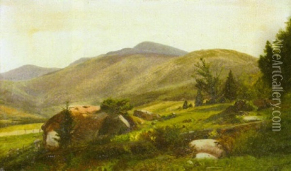Spring Landscape With Rolling Hills Oil Painting - William M. Hart