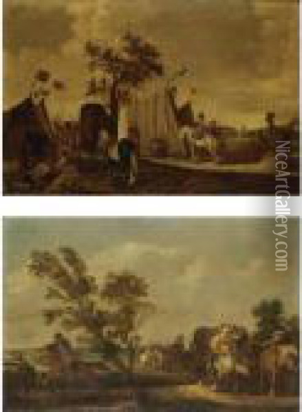 L'accampamentola Rapina Oil Painting - Jan the Younger Martszen