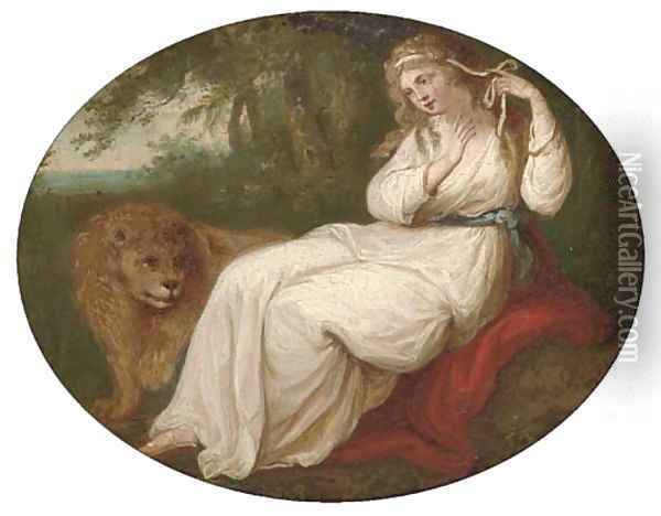 Una and the lion Oil Painting - Angelica Kauffmann