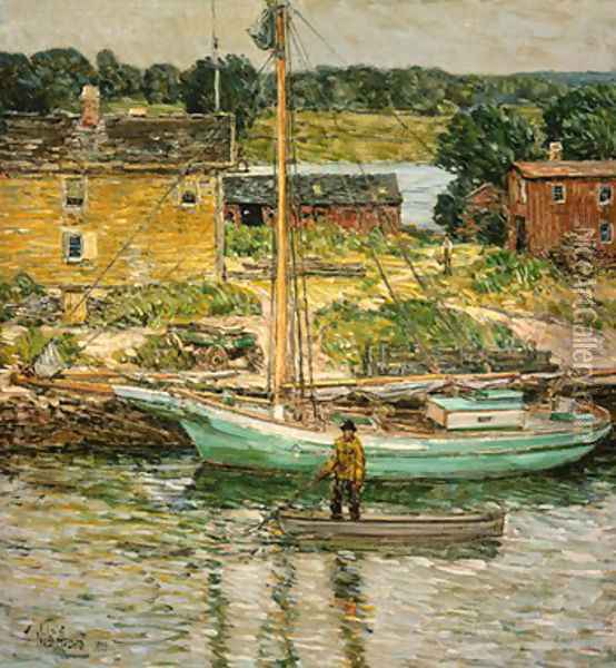Oyster Sloop Oil Painting - Childe Hassam