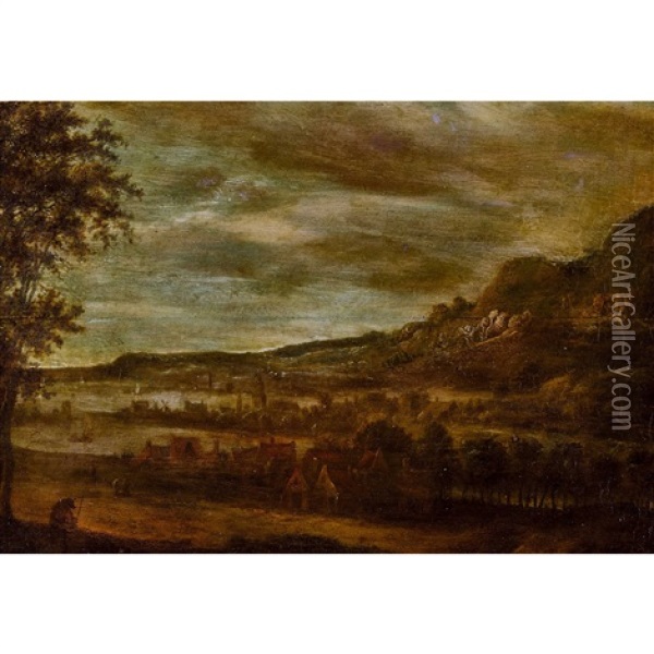 Landschaft Mit Dorfern Am Ufer Oil Painting - Hercules Seghers