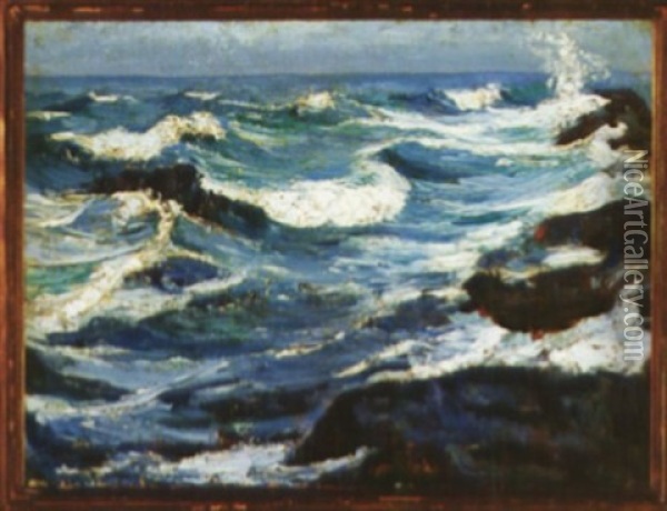 Monhegan Surf Oil Painting - Abraham Jacob Bogdanove