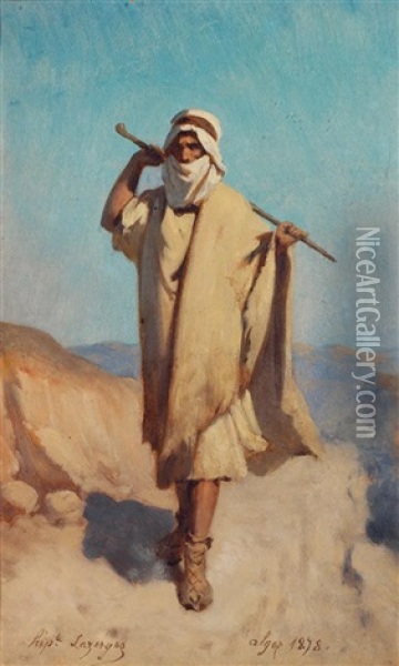 Promeneur Algerien Oil Painting - Jean Raymond Hippolyte Lazerges