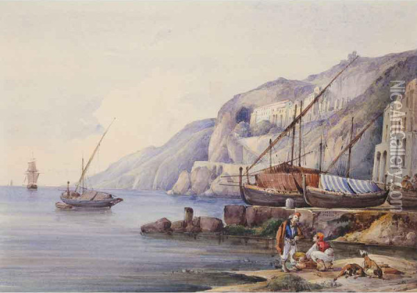 Veduta Di Amalfi Oil Painting - Giuseppe Carelli
