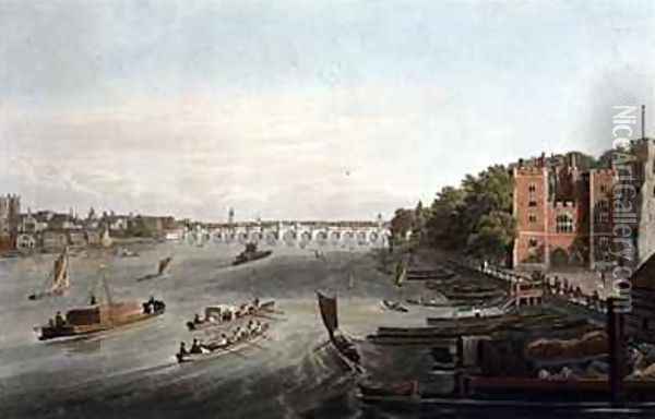 A View of Westminster Bridge and Lambeth Palace Oil Painting - Robert the Elder Havell