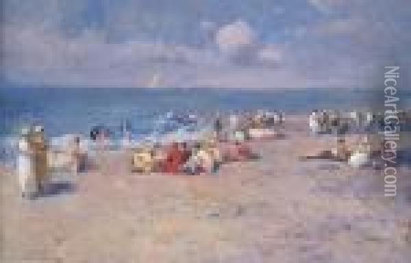 Beach Scene Oil Painting - Paolo Sala