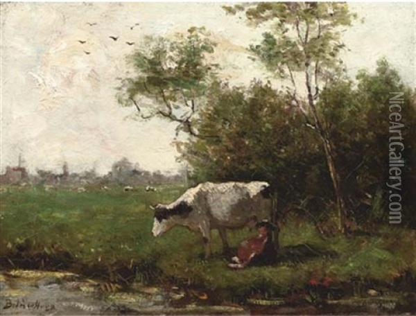 Milking Time Oil Painting - Bernard de Hoog