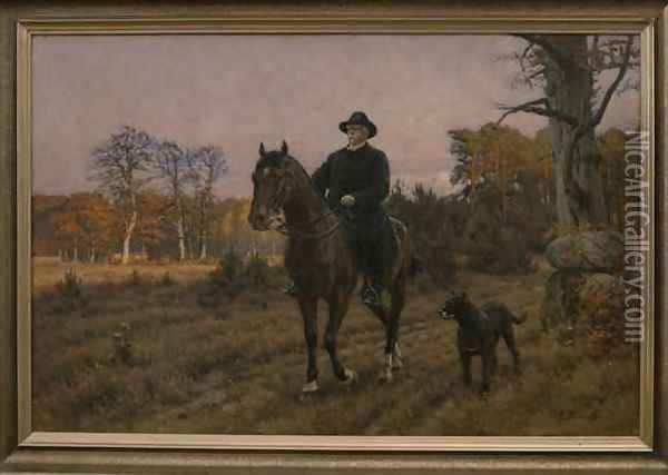 Bismarck on Horseback with Dog Oil Painting - Ernest Henseler