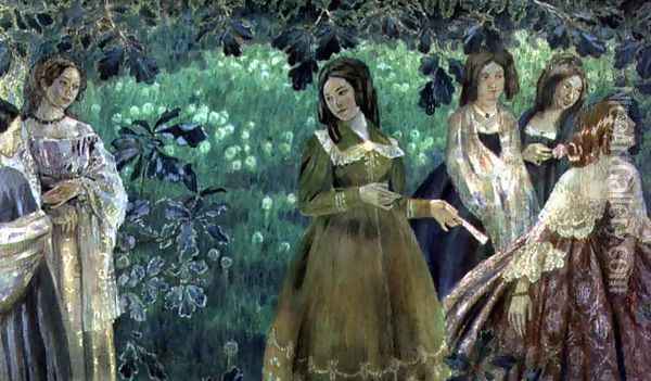 The Emerald Necklace, 1903 Oil Painting - Viktor Elpidiforovich Borisov-Musatov