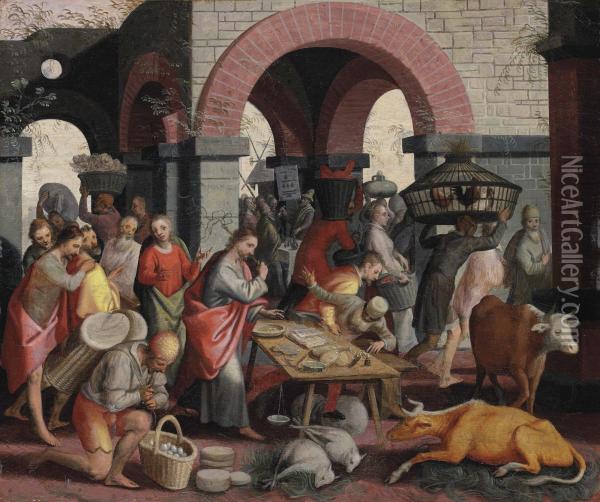 Christ Cleansing The Temple I Oil Painting - Pieter Aertsen