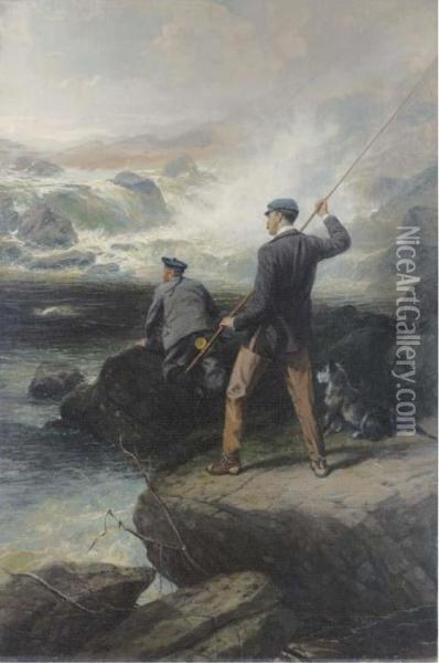 Salmon Fishing Oil Painting - Joseph Farquharson