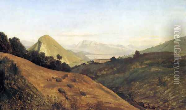 Italian Hills at Dawn Oil Painting - Theodore Caruelle d' Aligny