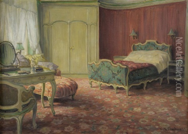 Bedroom Interior Oil Painting - Wilhelm Ludwig Heinrich Claudius