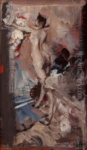 Nudo Femminile Con Pelle Di Tigre (study) Oil Painting - Bertoldo Di Giovanni