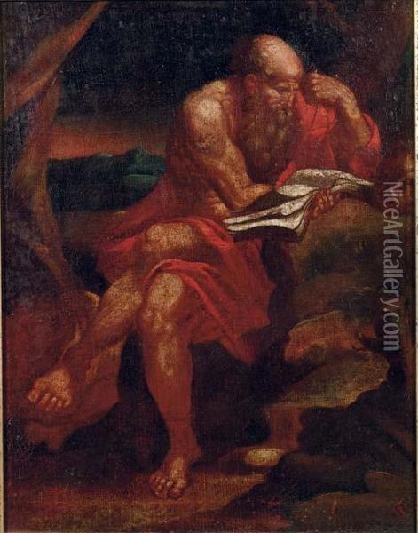 Saint Jerome In The Wilderness Oil Painting - Domenico Zampieri (Domenichino)