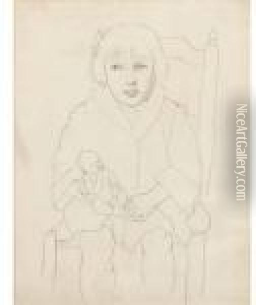 Seated Girl With A Doll Oil Painting - Christopher Wood