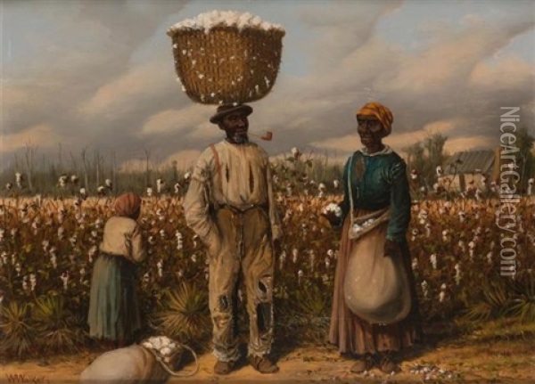 Cotton Pickers By A Field Oil Painting - William Aiken Walker