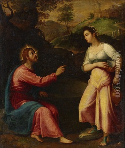 Christ And The Woman Of Samaria Oil Painting - Onorio Marinari