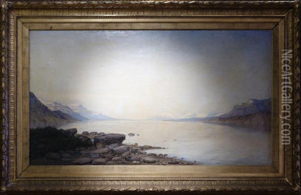 Fjord Oil Painting - Olof Jonas Grafstrom