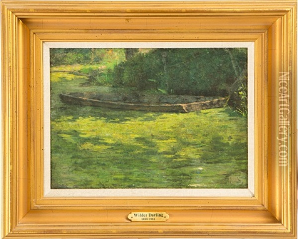 Pond With Canoe Oil Painting - Wilder M. Darling