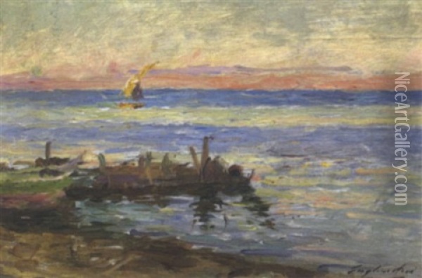 Bord De Mer Oil Painting - Julien Gustave Gagliardini