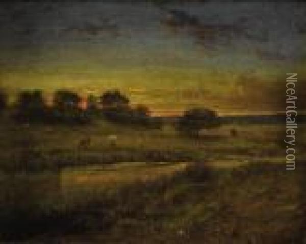 Pasture At Dawn Oil Painting - George Inness